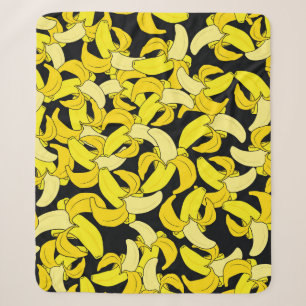 Vintage Yellow Bananas: Black Background Sherpa Blanket