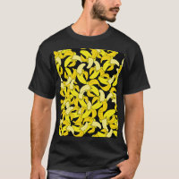Vintage Yellow Bananas: Black Background