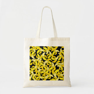 Vintage Yellow Bananas: Black Background Tote Bag