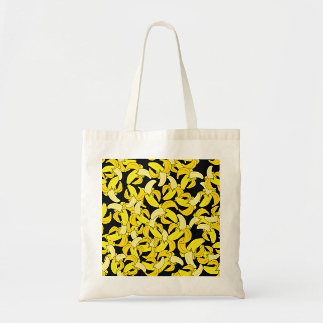 Vintage Yellow Bananas: Black Background Tote Bag (Front)