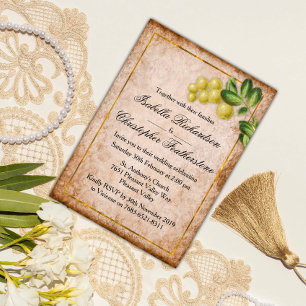 Vintage Yellow Berries Wedding Invitation
