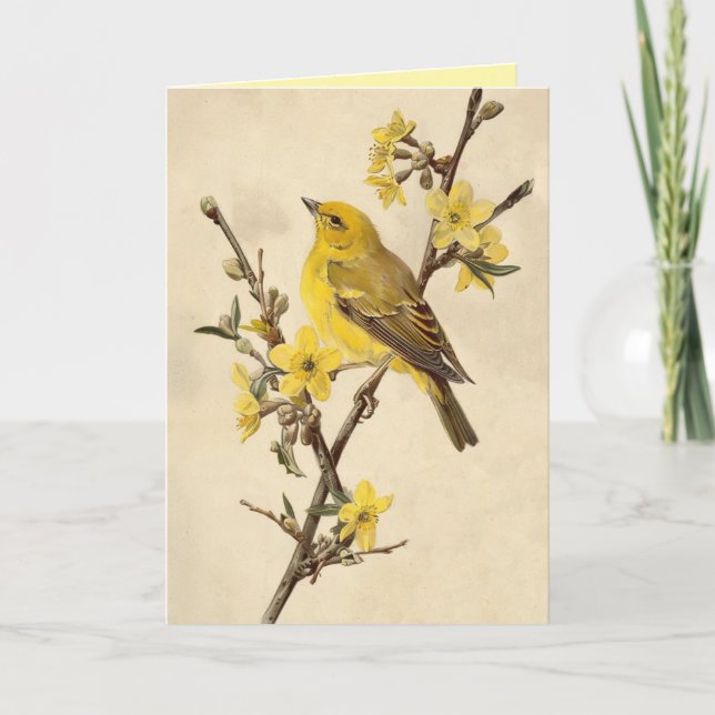 Vintage Yellow Bird Greeting Card (Front)