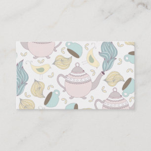 Vintage Yellow Bird Teapot Pastel Blue Cup Tea Business Card