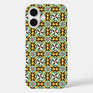 Vintage Yellow Blue Brown Barcelona Pattern iPhone 16 Case