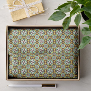 Vintage Yellow Blue Brown Barcelona Pattern Tissue Paper