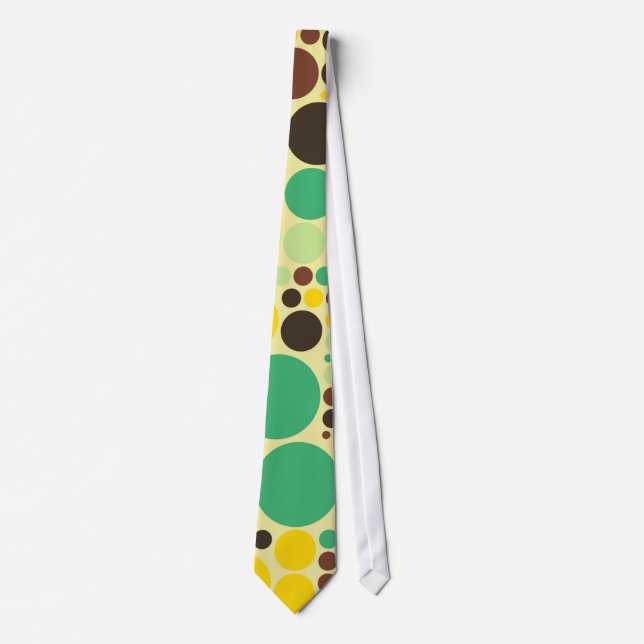 Vintage Yellow, Blue, Brown Polka Dots Pattern Tie (Front)