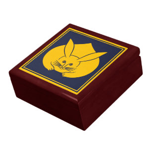 Vintage Yellow Blue Japan Rabbit Mon Oriental Gift Box