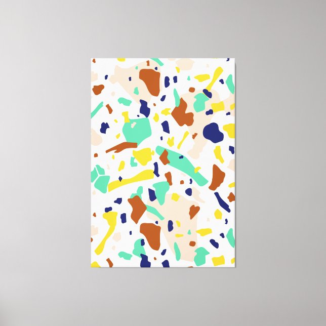 Vintage Yellow Blue Modern Abstract Geometric Canvas Print (Front)