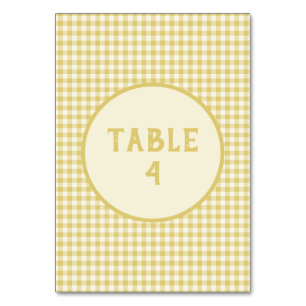 Vintage Yellow Chequerboard Pattern Custom   Table Number