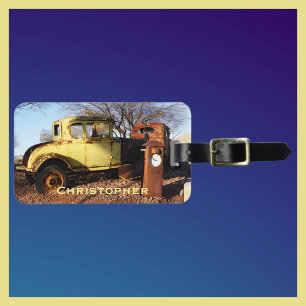Vintage Yellow Coupe Custom Luggage Tag