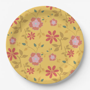 Vintage Yellow Daisy Floral Paper Plate