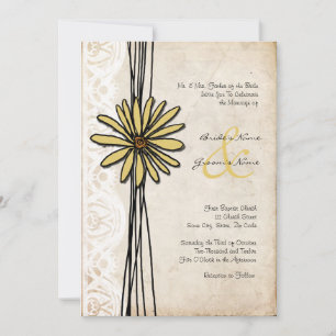 Vintage Yellow Daisy Wedding Invitation