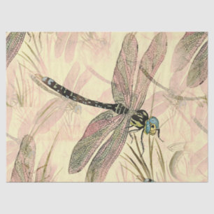Vintage Yellow Dragonfly Design Decoupage Tissue Paper