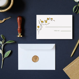 Vintage Yellow Floral Frame Rustic Table Number Place Card