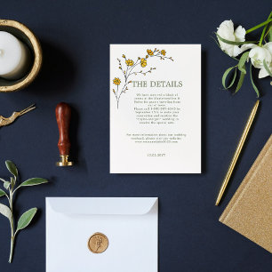 Vintage Yellow Floral Frame Rustic Wedding Details Enclosure Card