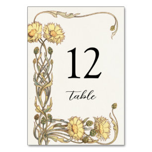 Vintage Yellow Floral Frame Table Number