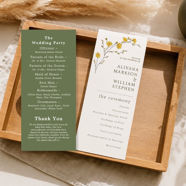 Vintage Yellow Floral Rustic Wedding  Programme (Creator Uploaded)