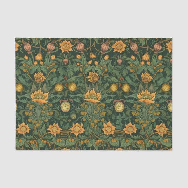 Vintage Yellow Floral Tissue Paper (Front)