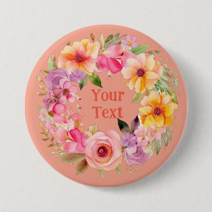 Vintage Yellow Floral Wreath Lapel Accessory 7.5 Cm Round Badge