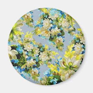 Vintage Yellow Flowers Floral Pattern Magnet