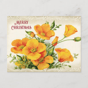 Vintage Yellow Flowers Greeting Holiday Postcard