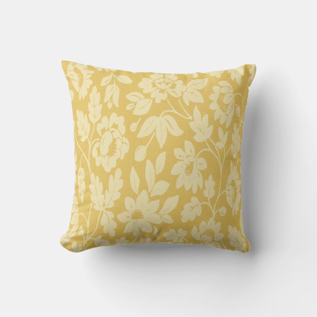 Vintage Yellow Flowers Pattern Cushion (Front)