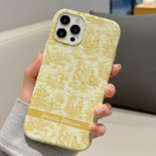 Vintage Yellow French Toile de Jouy Pattern iPhone 16 Case