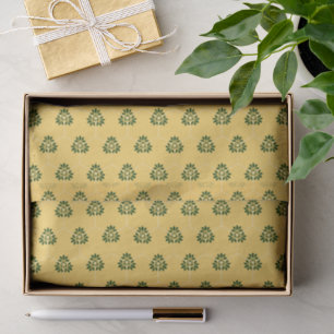 Vintage Yellow Green Barcelona Flower Pattern Tissue Paper
