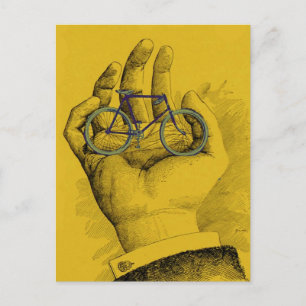 Vintage Yellow Hand Bicycle Humourous Bike Postcard