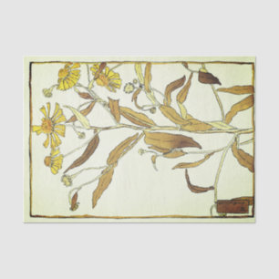 Vintage Yellow Helenium Block Print Tissue Paper