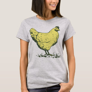 Vintage Yellow Hen Chicken Drawing Poultry Farming T-Shirt