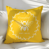 Vintage Yellow Honey Bee Laurel Honeycomb Monogram