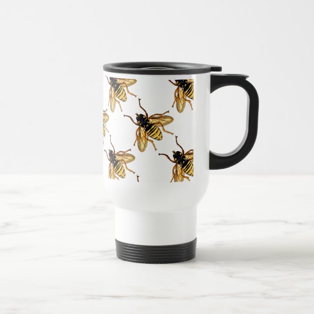 Vintage Yellow Honey Bee Travel Mug (Right)