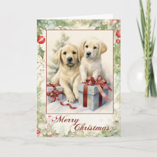 Vintage Yellow Lab Christmas Holiday Card