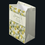 Vintage Yellow Lemons Green Leaves Bridal Shower Medium Gift Bag<br><div class="desc">Vintage yellow lemons and green leaves bridal shower gift bag personalised with your text.</div>