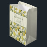 Vintage Yellow Lemons Green Leaves Bridal Shower Medium Gift Bag<br><div class="desc">Vintage yellow lemons and green leaves bridal shower gift bag personalised with your text.</div>