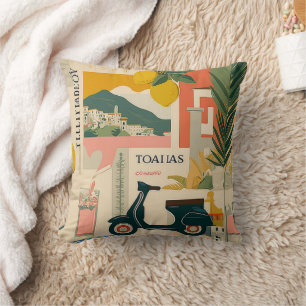 Vintage Yellow Mediterranean Lemons Italian Coast  Cushion