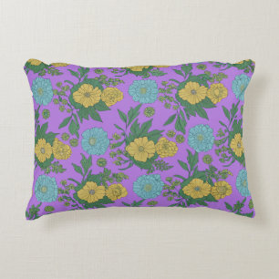 Vintage Yellow & Mint Flowers" Decorative Cushion
