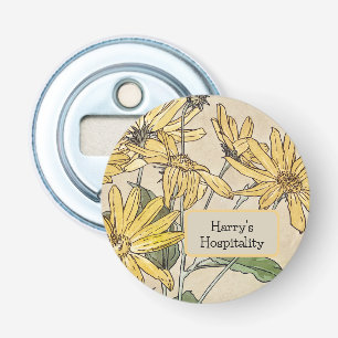 Vintage Yellow Ochre Daisies Bottle Opener