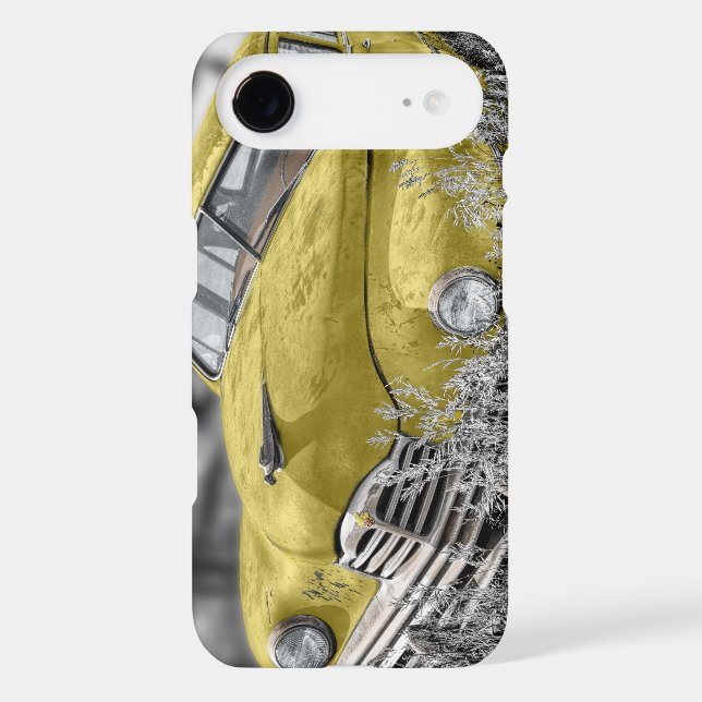 Vintage yellow old car  phone case (Back)