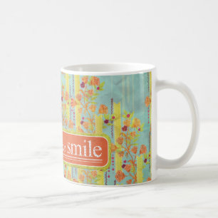 Vintage Yellow Orange Azure Ribbons Stripes Mug