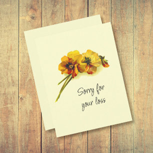 Vintage Yellow Pansy Flowers Sympathy Card