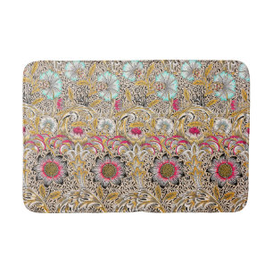 Vintage yellow pink William Morris's Corncockle Bath Mat