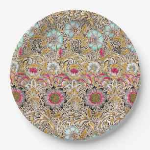 Vintage yellow pink William Morris's Corncockle Paper Plate