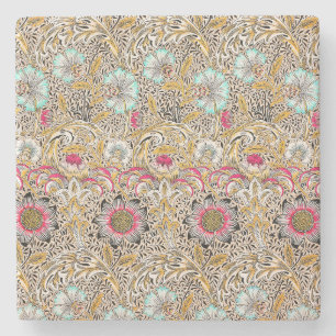 Vintage yellow pink William Morris's Corncockle Stone Coaster