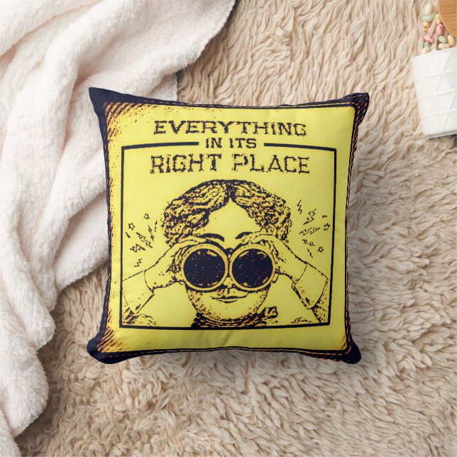 Vintage Yellow Pop Art Focus Pillow (Blanket)