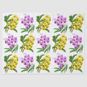Vintage Yellow Purple Orchid Flower Decoupage Tissue Paper
