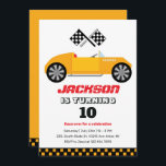 Vintage Yellow Race Car Kids Boys Birthday Invitation<br><div class="desc">Cute design for kids,  boys or girls who love car racing,  sports car,  speed and driving toy car. Perfect for builder theme birthday party. You can customise the wording to fit other occasions.</div>