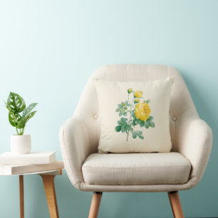 Vintage Yellow Rose Fine art Cushion