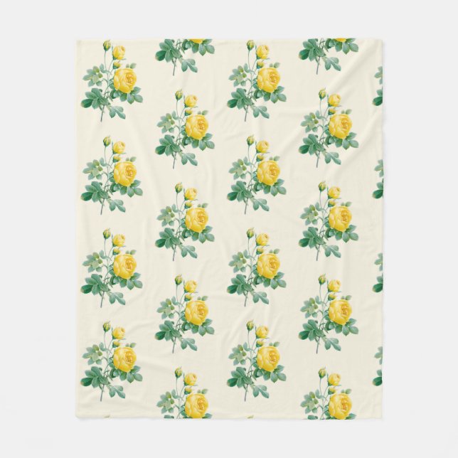 Vintage Yellow Rose Fine art Fleece Blanket (Front)
